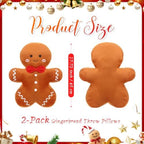 Shellwei 2 Set Christmas Gingerbread Man Pillows 15.75 in Soft Xmas Pillows - Image 2