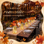 6 Set Fall Mason Jar Centerpiece Table Decor for Dining Room Thanksgiving Flowers Farmhouse Coffee Table Decor with Pumpkin Bouquets and String Light for Kitchen Living Room Wedding Home - Image 2