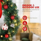 VINGLI 24 Inch Christmas Wreath Prelit Front Door Battery LED Decor Green - Image 6