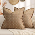 ZWJD Throw Pillow Pillow Covers 24x24 Set of 2 Soft Polyester Textured Pillow Covers with Stylish Flange Edge Cozy Farmhouse Throw Pillows for Couch Bed Sofa Living Room by ZWJD