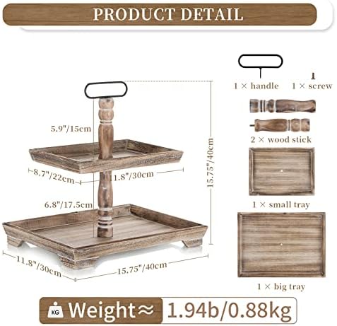 Hanobe 2 Tiered Decorative Tray Stand for Coastal Coffee Table Decor - Image 5