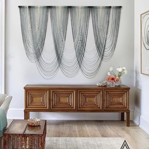 Macrame Wall Hanging Blue Dip Dyed Boho Tapestry Fiber Wall Art 57"W*41"L - Image 3