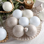 12 Pcs Neutral Textured Sugar Christmas Ornaments 3.15'' Cream Beige White - Image 4