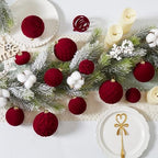 30pcs Velvet Christmas Ball Ornaments, Flocked Shatterproof Christmas Ornaments Hanging Xmas Tree Decorations Set for Home Party Holiday Decor (Multi-Size, Burgundy) - Image 3