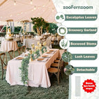 Eucalyptus Garland for Table, 6' Faux Eucalyptus Garland w/Flowers & Seeds - Image 3