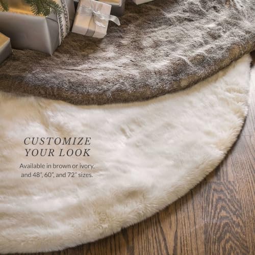 Balsam Hill Lodge Faux Fur Christmas Tree Skirt - Premium Rustic and Luxurious Fur Accents in Brown and Ivory for Tree Decor, Ivory, 60" - Image 7