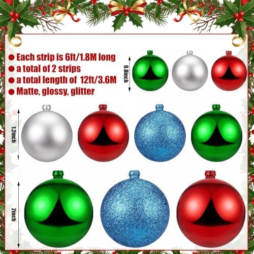 2 Pcs 6 ft Christmas Ball Ornament Garland, Modern - Image 2