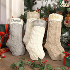 Personalized Christmas Stockings,Custom Embroidered Name & Monogram Knit Stockings for Kids,Family,Cream Silver Cable Knit 18" Christmas Stocking for Fireplace Holiday Decor Gifts(8 Pack) - Image 2