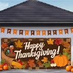 ANNA QUEEN Happy Thanksgiving Garage Door Banner 6 x 13FT, Cornucopia and Pumpkins on Woodgrain, Fall Outdoor Garage Decoration for Parties Home Rustic Decor by ANNAQUEEN