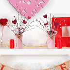 TORONTOKYO Valentines Day Decor, 6 Pack Valentine's Day Artificial Potted Plant Heart Shaped Valentines Day Picks with Berries Metal Pot for Home Office Table Centerpiece Decor - Image 5