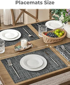 Leetaltree Black and Grey Woven Placemats Set of 12 - Heat Resistant Non-Slip Place mats for Dining Table, Washable Durable PVC Vinyl Woven Table Mats(Black & Grey, 12) - Image 4
