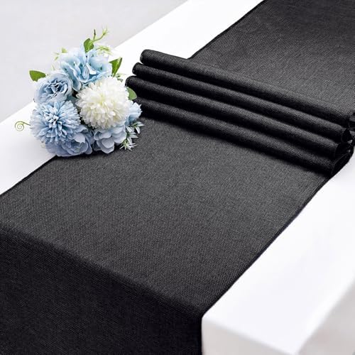 6 Pack Black Burlap Table Runners Jute Table Linens 13x84 inch - Image 3