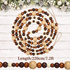 Bucherry 4 Pcs Christmas Wood Bead Garland 28.8 Feet, Coffee,Brown - Image 2