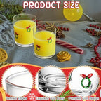 Skylety 2 Pcs Christmas Icon Juice Glasses Xmas Drinking Cups Old Fashioned Stemless Wine Glasses 13.5 oz Whiskey Cocktail Coffee Mugs for Christmas Party Gift Decor - Image 3