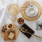 6 Pack 13.8" Woven Placemats, Natural Hand-Woven Water Hyacinth Placemats, Round Braided Rattan Tablemats for Dining Table, Large Weave Round Place Mats Heat Resistant Non-Slip Table Mats, 13.8 Inch - Image 5