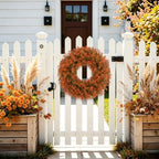 U'Artlines 17" Fall Front Door Boxwood Wreaths, Artificial Harvest Wreath - Image 6