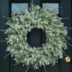26" Large Artificial Eucalyptus Wreath for Front Door Decor (White-Green) by FOTEEWL