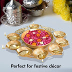 Handcrafted Decorative Urli Bowl in Golden Finish | Traditional Metal Bowl for Floating Flowers & Tealights | Indian Festive Home & Table Decoration (12 Inch) - Image 4