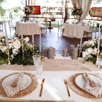 Frienda 6 Pcs Boho Woven Placemat Set with Runner, Napkin Rings, Beige - Image 3
