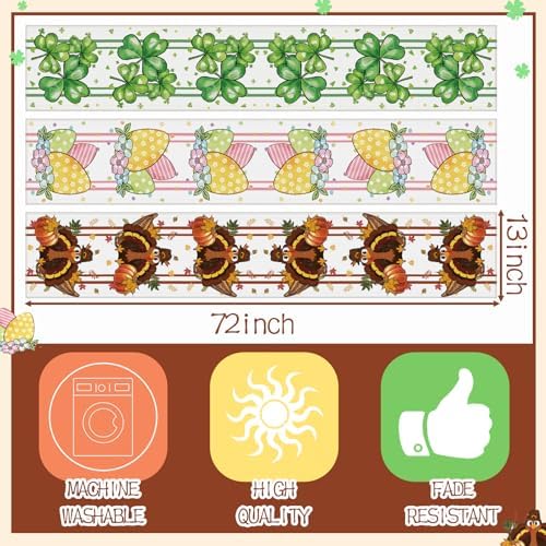 Honeydak 12 Pcs Holiday Table Runner Seasonal Farmhouse Table Decor 13 x 72 Inch Thanksgiving Christmas Decorations Fall Halloween for Home Party Dining Room Kitchen - Image 3