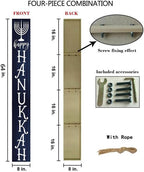FemiaD Hanukkah Wooden Sign Happy Hanukkah Porch Sign Hanukkah Chanukah Hanging Door Sign Welcome Sign Indoor Outdoor Jewish Judaism Synagogue Chanukah Party Decor 8x63inch - Image 4