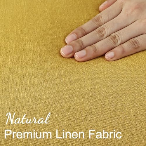 decorUhome Linen Fringe Mustard Yellow Throw Pillow Covers 18x18 Set of 2 - Image 3
