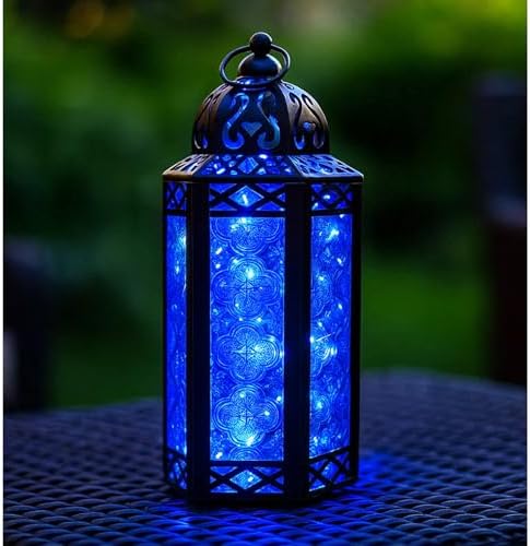 Vela Lanterns Decorative Indoor Fairy Light Candle Holder, Blue, M, 6-Pack - Image 2