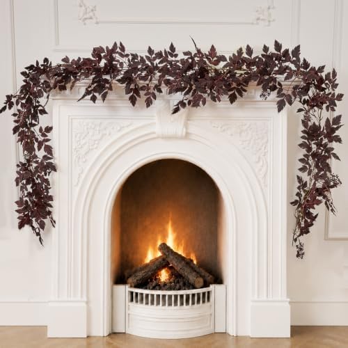 9FT Plum Cimicifuga Seeded Garland,Artificial Fall Leaf Garland for Mantel by Unknown