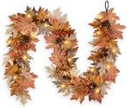 6 FT Lighted Fall Garland with Lights Autumn Automatic ON/Off Timer by LZNPAArtificialPlants