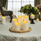 Homemory Outdoor Waterproof Flameless Candles, LED Candles, Battery Operated Candles with Remote and Timers, Electric Fake Plastic Pillar Candles, Ivory White, D3 H4 5" 6" 8" 8", Set of 5 - Image 2