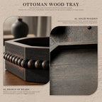 EOSAHR Pine Wood Decorative Tray: Serving Tray for Kitchen Counter,OldBlack - Image 6