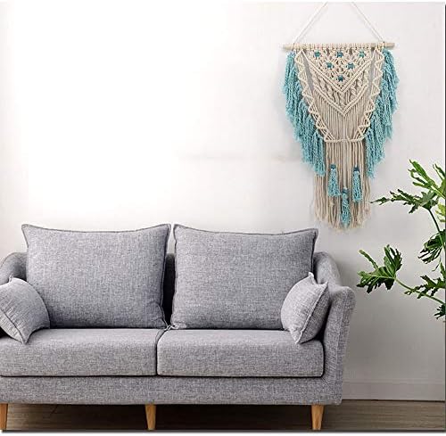 Macrame Wall Hanging Woven Wall Art Aqua Blue Color Tassel Macrame Tapestry Boho Pediments Wall Decor for Apartment Dorm Living Room Bedroom Baby Nursery Art Party Wedding Backdrop - Image 4