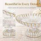 Gold Large Decorative Bowl 12'' Hand-painted Ruffle Decorative Bowl Glass Fruit Bowls Crystal Key Bowls Modern for Counter Home Decoration Table Centerpiece Kitchen Dining Room (Pedestal) - Image 4