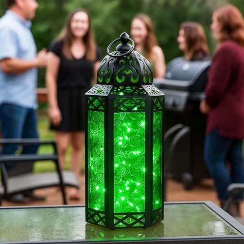 Vela Lanterns Decorative Indoor Fairy Light Candle Holder, Green, M, 2-Pack - Image 5