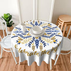 Happy Hanukkah Jewish Chanukah Holiday Tablecloths Round Tablecloth Waterproof Table Cloth Stain-Resistant for Party Decoration 60 Inches - Image 7