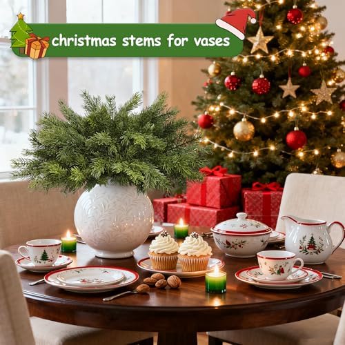 Artgar 12 Pcs Christmas Pine Branches - 18" Realistic Greenery Pine Stems - Image 4