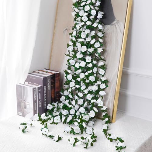 BLEUM CADE 12Pcs 16.4Ft Fake Flower Garland Artificial Rose Vines - Image 4