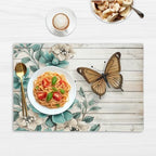Vintage Flower Butterfly Wooden Floral Placemats Set of 6 Decorative Dinner Place Mats Washable Table Mat for Gifts, Holiday, Birthday Party, Wedding & Dining - Image 6