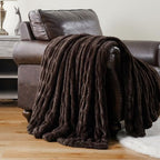 Battilo Dark Brown Faux Fur Throw Blanket for Bed, Double Side, 60"x80" - Image 2