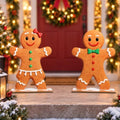 Sosation 2 Christmas Gingerbread Couple 24''porch Decor Standing Porch Sign by Sosation
