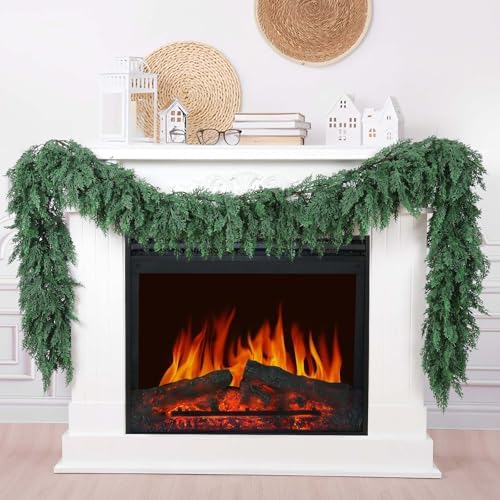 Hananona 9 FT Christmas Garland, 2 Pcs Real Touch Cedar Garlands by HANANONA