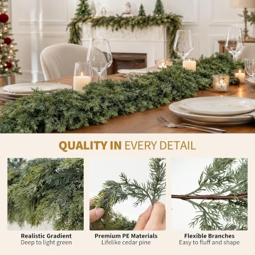 12FT Real Touch Artificial Cedar Garland for Christmas Decor - Image 3