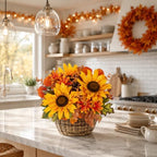 9.8" Artificial Sunflower Fall Arrangement with Woven Basket Centerpiece - Image 5