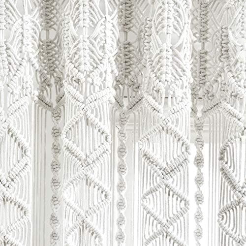 Lush Decor Boho Macrame Textured Cotton Window Curtain Panel, 40" W x 84" L, White - Room Divider or Wedding Decor - Boho, Macrame - Image 6