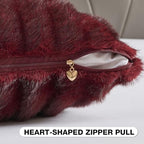 FUTEI Pack of 2 Faux Mink Fur Throw Pillow Covers 24x24 Inch, Burgundy - Image 3