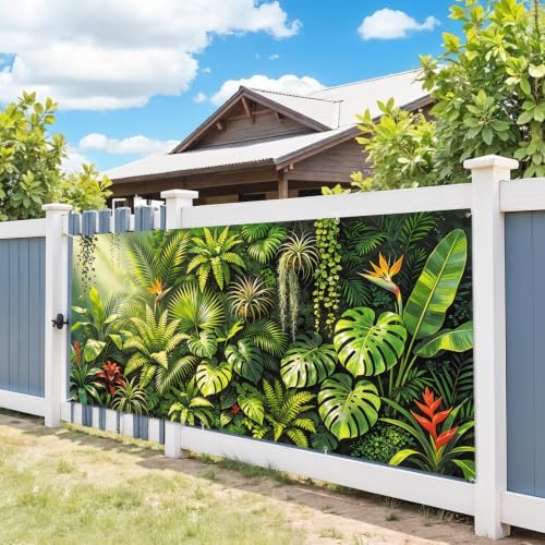6X13FT Summer Tropical Leaves Garage Door Cover Decorations Tropical Leaves Garage Door Banner for Outdoor Indoor Summer Party Photography Backdrop - Image 5