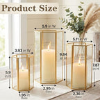 Gold Glass Hurricane Candle Holder Set of 3 Large Clear Hexagon Lanterns - Image 3