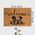 Funny Coir Doormat Bulldog Welcome Front Door Porch Patio Entry Decor Mat For The Entrance Way Outdside Enter Personalized Heavy-Duty PVC Back Non Slip Outdoor Coconut Doormat 23.6 x 15.7 inch - Image 3
