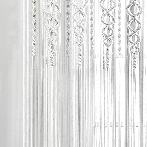 Lush Decor Boho Macrame Textured Cotton Window Curtain Panel Single 40" W x 95" L White - Macrame Curtains for Windows, Room Divider, Boho Wall Decor - Image 4