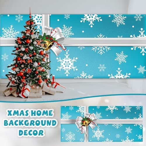WovWeave Christmas Garage Door Cover - 7 x 16 ft Winter Xmas Garage Backdrop Banner with Snowflake Design - Image 4